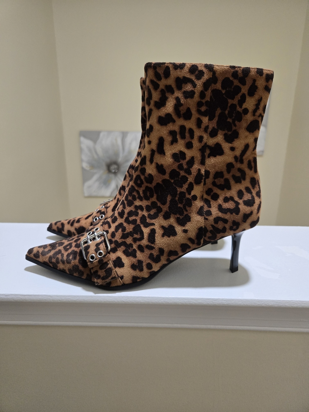 Madden Girl Leopard Print Pointed Toe Ankle Boots